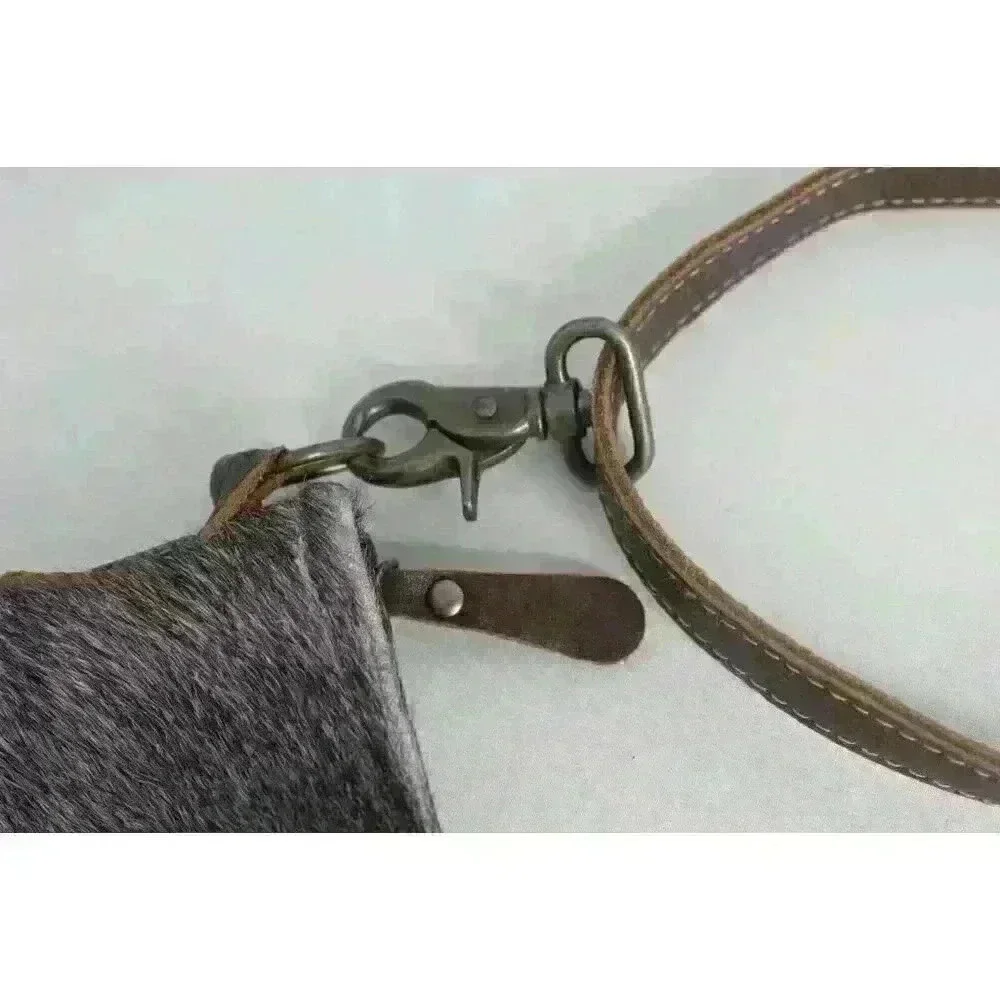 Myra Bag Western Cowgirl On Hide Leather Medium Brown Satchel Crossbody Purse‎
